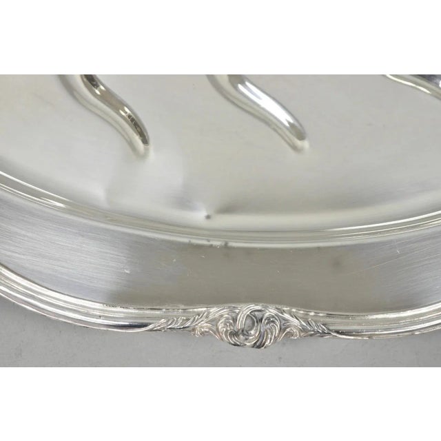 Silver Vintage Amston Victorian Silver Plated Meat Cutlery Oval Serving Platter Tray For Sale - Image 8 of 11