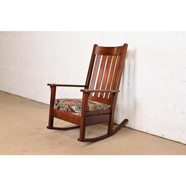 J. M. Young & Sons Antique Mission Oak Arts & Crafts Rocking Chair, Circa 1900 For Sale - Image 13 of 13