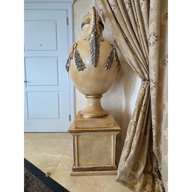 Tan 1970s Ezio Ceccarelli Terra Cotta Urn With Base. Signed. For Sale - Image 8 of 8