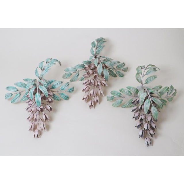 1970s Hand-Painted Wisteria Flower Wall Lamps by Hans Kögl, 1970s, Set of 3 For Sale - Image 5 of 14