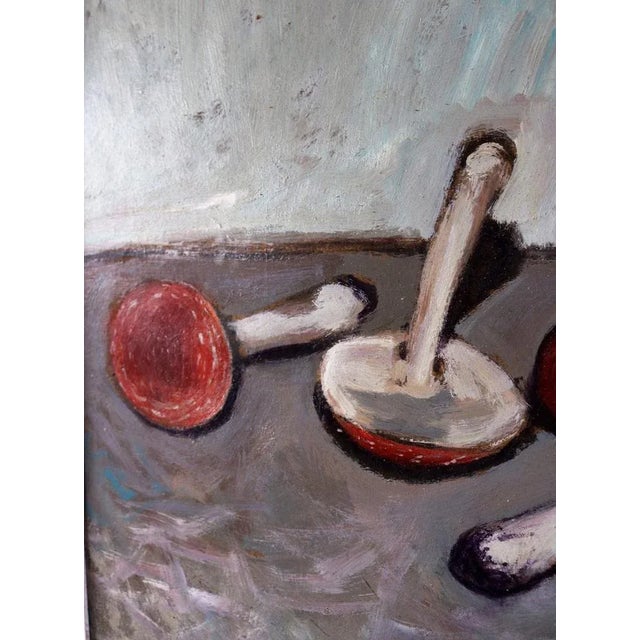 Piero Leo, Red Mushrooms, 1970s, Oil Painting, Framed For Sale - Image 9 of 13