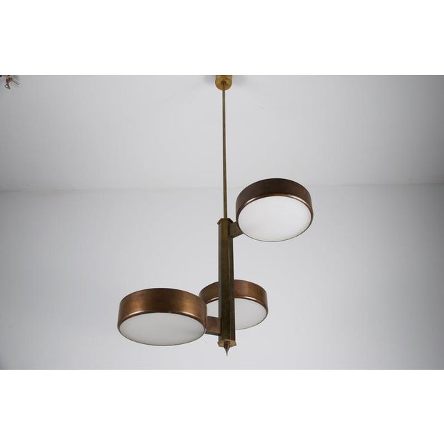 Mid-Century Brass and Glass Ceiling Lamp by Stilnovo, Italy, 1960s For Sale - Image 6 of 12