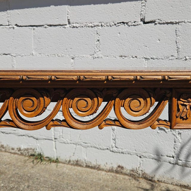 19th Century Louis XVI Handcarved Walnut Console Table with Burlwood Inlay For Sale - Image 9 of 18