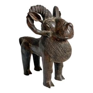 Antique Benin Bronze African Ram Small Sculpture