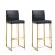 Denmark Black Vegan Leather & Gold Steel Bar Stools - Set of 2 For Sale - Image 12 of 12