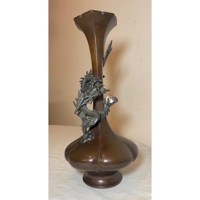 Up for sale is a high quality antique 19th century Japanese Meiji Genryusai Seiya dragon vase. It's made of thick bronze...