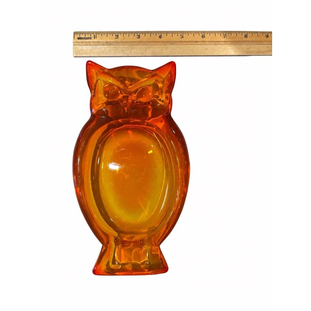 c. 1969 Authentic Viking Glass “Epic” owl ashtray (Model #6944) Highly sought-after Persimmon color Heavy, brilliantly...