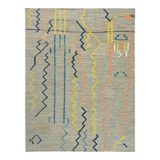 Hand Knotted Wool & Cotton Uzbik Kilim. 09'03" X 12'00" For Sale