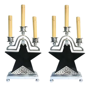 Nickeled Bronze Art Deco Star Lamps - a Pair