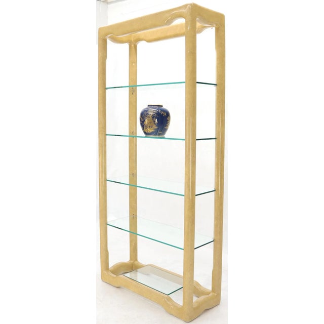 Faux Large Parchment Tall Étagère Shelving Unit For Sale - Image 4 of 13
