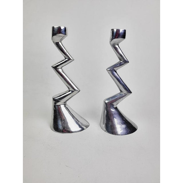 Zig Zag Candlesticks by Matthew Hilton for SCP England, 1980s, Set of 2 For Sale - Image 11 of 15