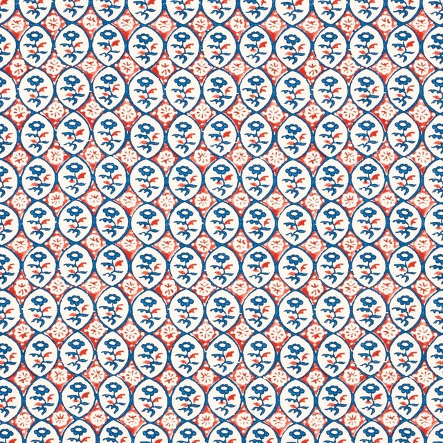 Schumacher Sample - Schumacher Josiane Floral Fabric in Rouge & Navy For Sale - Image 4 of 4