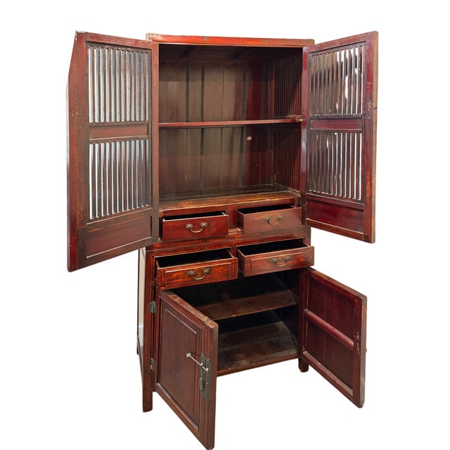 Chinese Beautiful Vintage Chinese Tall Noodle Cabinet For Sale - Image 3 of 7