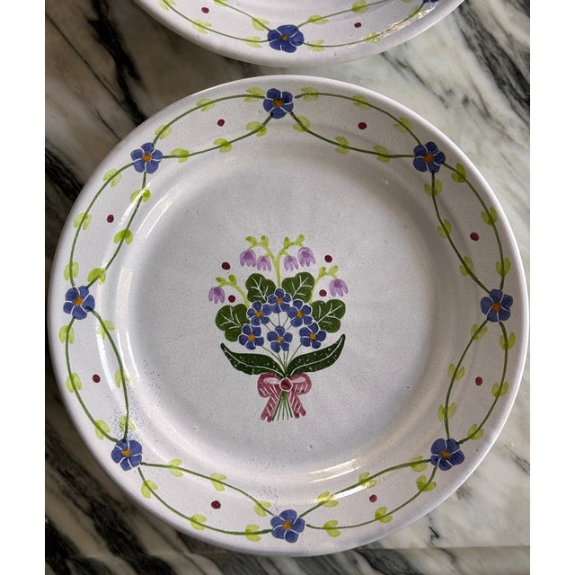 Made in Portugal Vintage Terra Cotta Hand Painted Plates - Set of 8 For Sale - Image 17 of 18