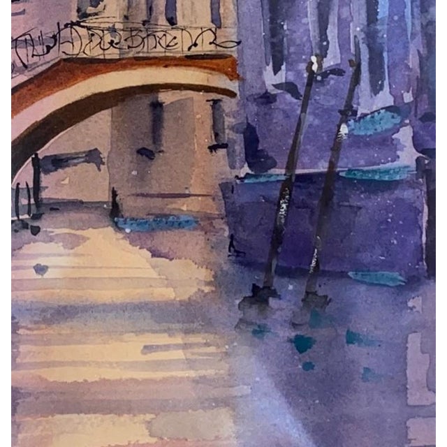 Expressionism Dora Tessari "Magica Sera" Venice at Night (2026) Watercolor on Paper For Sale - Image 3 of 3