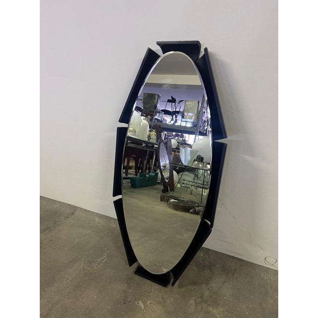 Wood Curved Wood Backlit Mirror, 1960s For Sale - Image 7 of 7