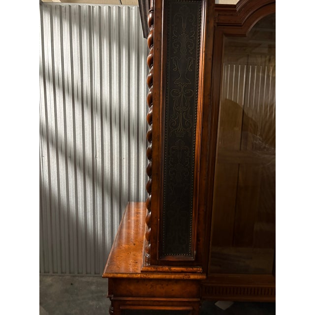 Brown Bookcase or Display Cabinet Burl Wood and Twist Columns, Mid 20th Century For Sale - Image 8 of 14