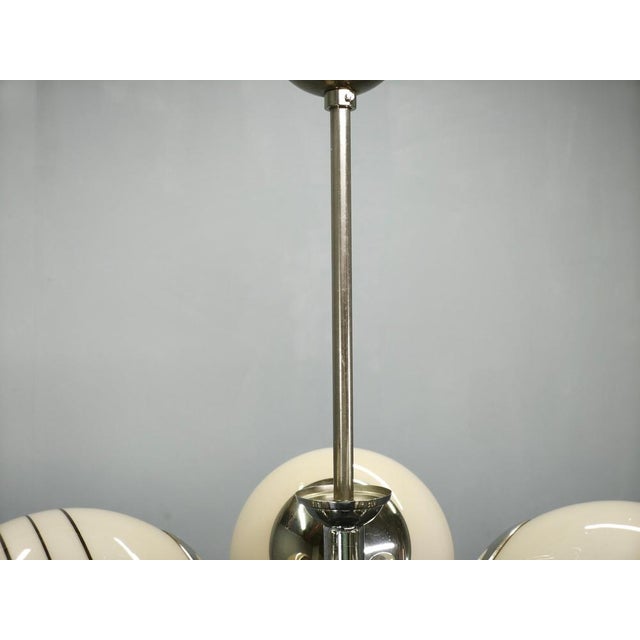 Black Art Deco Chrome and Cream Glass Chandelier, 1930s For Sale - Image 8 of 14