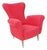 Vintage Red Cotton Wingback Armchair with Brass Feet, Italy For Sale