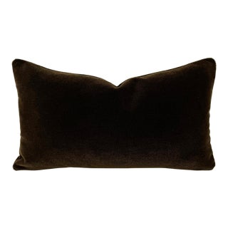 Chocolate Brown Mohair Velvet Lumbar Pillow Cover For Sale