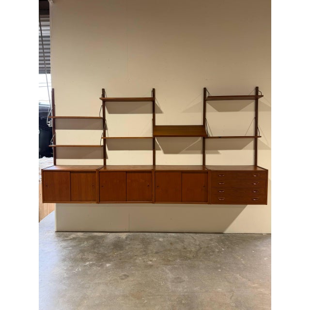 Teak Wall Unit Wooden Large Shelving System Denmark Mid-Century Modern 1960s For Sale - Image 4 of 16