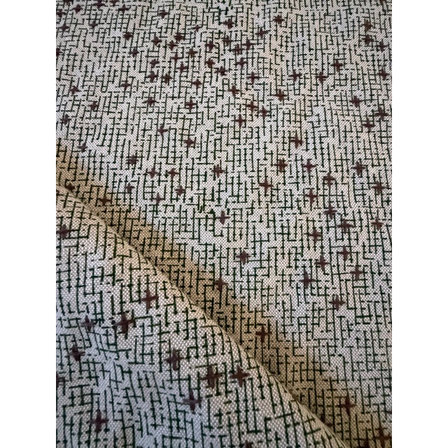 Traditional Seemakrish 6 Yards Linen Cotton Hand Blocked and Embroidery Fabric Pacific - Gingko Green Sku : 1601/D For Sale - Image 3 of 6