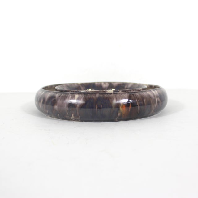 Mid 20th Century Large Vintage Pansy Ring German Pottery Ikebana Flower Frog Vase, Circular Ceramic Holder For Sale - Image 5 of 9