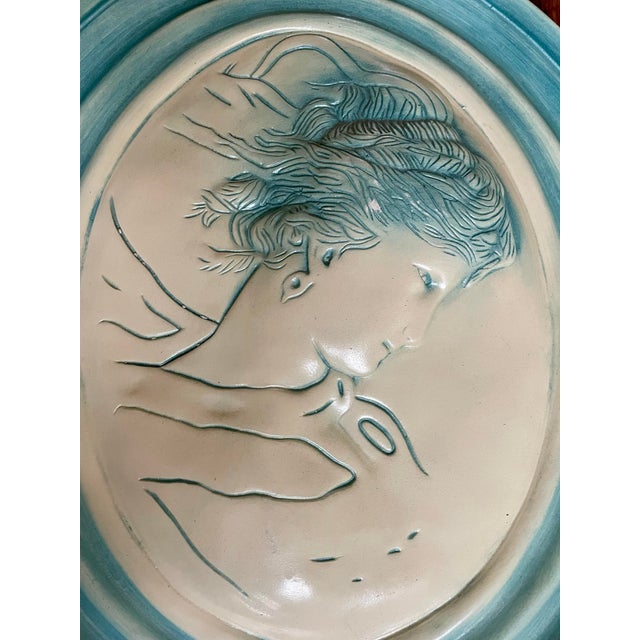 1950s Vintage Pair of Large French Bisque Oval Wall Plaques For Sale - Image 5 of 12