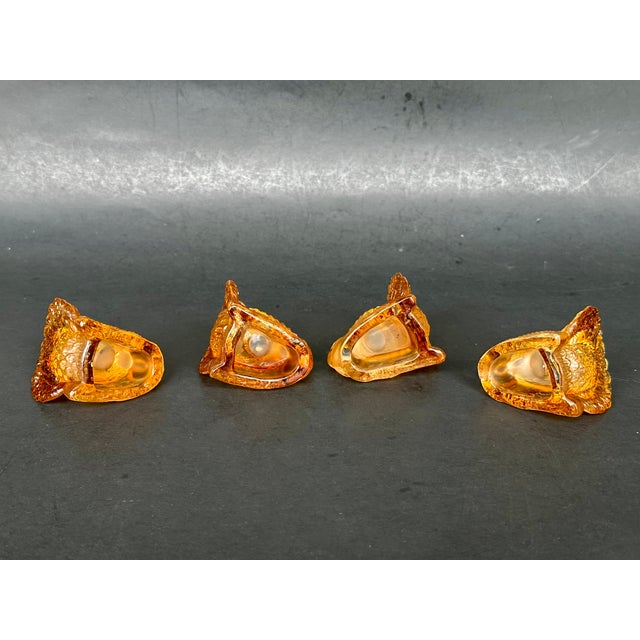 Amber Glass Turkey Candlestick Holders Thanksgiving Decor For Sale - Image 10 of 13