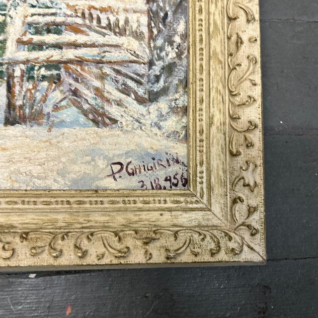 Impressionist 1950’s Original Impressionist Snowy Cityscape Painting For Sale - Image 3 of 5