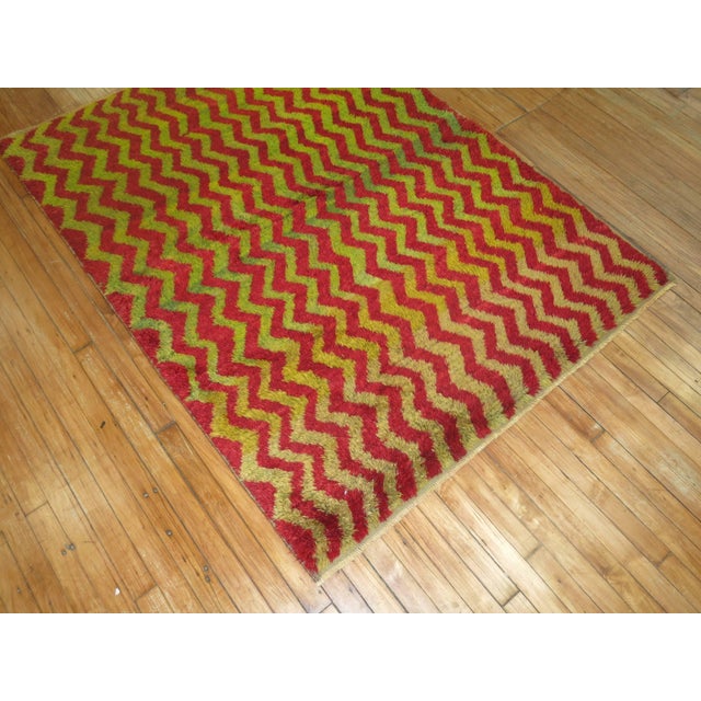 Vintage Turkish Tulu Chevron Rug - 4'6" x 6' For Sale - Image 11 of 18