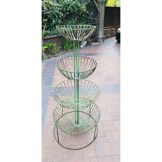Light Gray 1960s Mid Century Industrial Wirework Basket Rack For Sale - Image 8 of 10