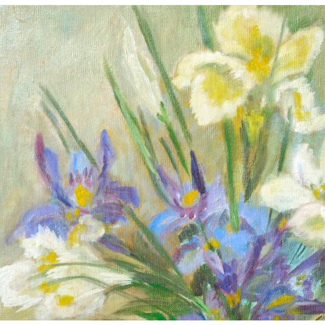 Vintage Still Life -- Yellow & Blue Floral by Doro For Sale In Monterey, CA - Image 6 of 9