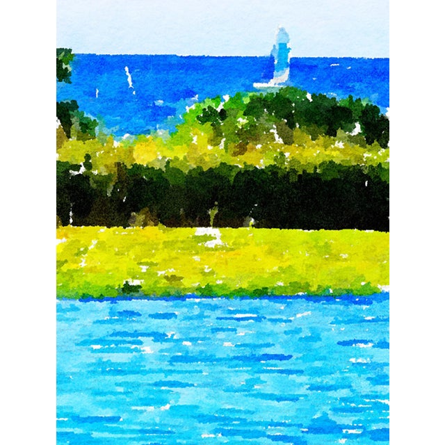 2020s Poolside Seascape - Contemporary Tropical Seascape Digital Watercolor Print by Suzanne MacCrone Rogers For Sale - Image 5 of 6