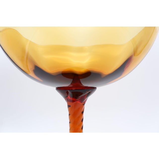 Mid-Century Modern Amber Glass Compote with Twisted Stem by Empoli, 1960s For Sale - Image 4 of 6
