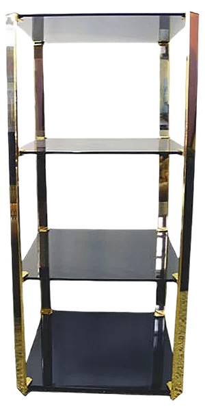 Tempered Crystal & Brass Shelving Unit from Gallotti & Radice, 1970s