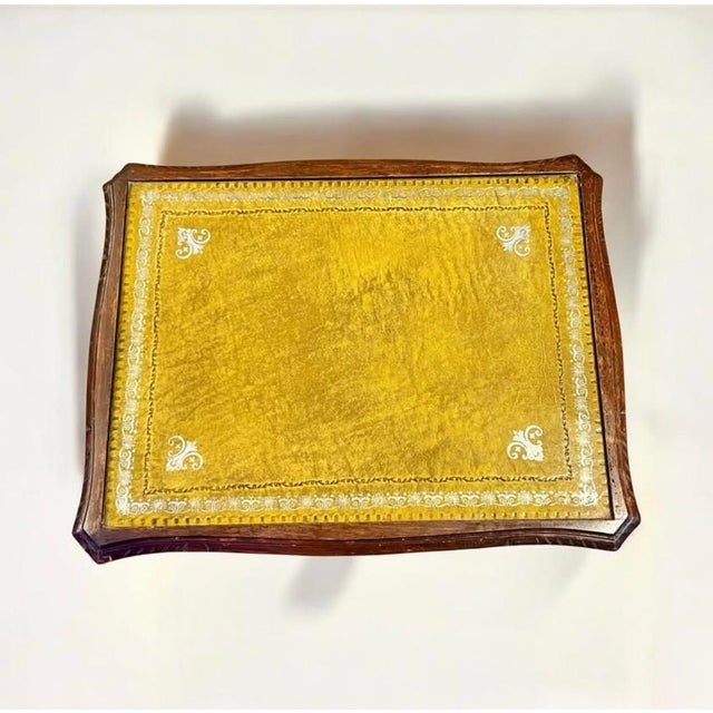 Vintage Nesting Tables Set 3-Tooled Leather Top-Queen Anne Wood-Side-End-Accent For Sale - Image 6 of 11