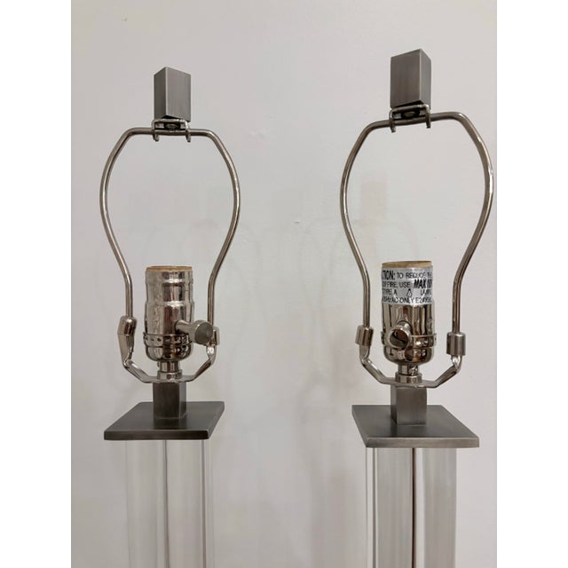 Robert Abbey Acrylic Lucite Lamps, a Pair For Sale - Image 12 of 12