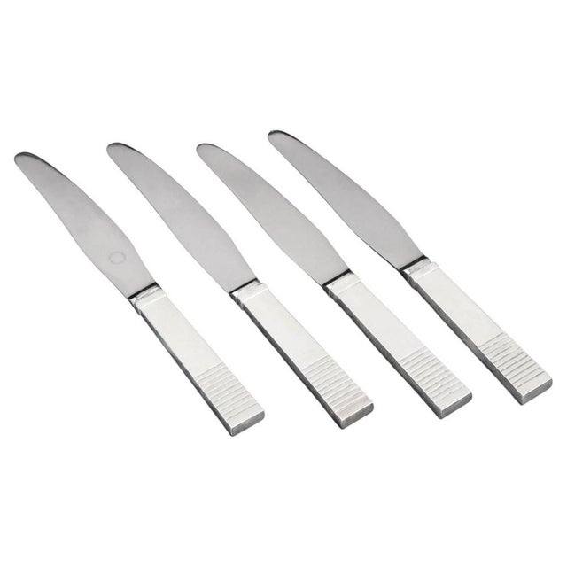 Parallel Lunch Knives by Oscar Gundlach-Pedersen for Georg Jensen, 1940s, Set of 4 For Sale - Image 6 of 6