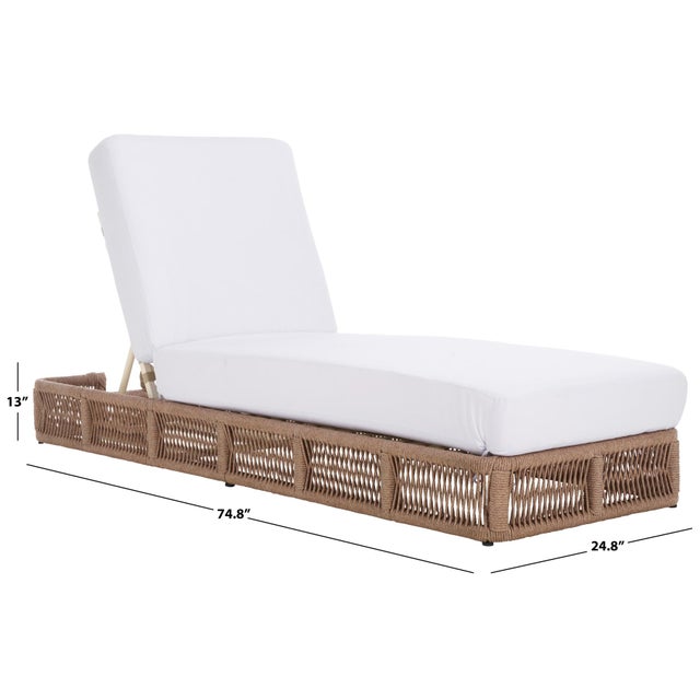 2020s Gillian Chaise Lounge, Natural/White For Sale - Image 5 of 12