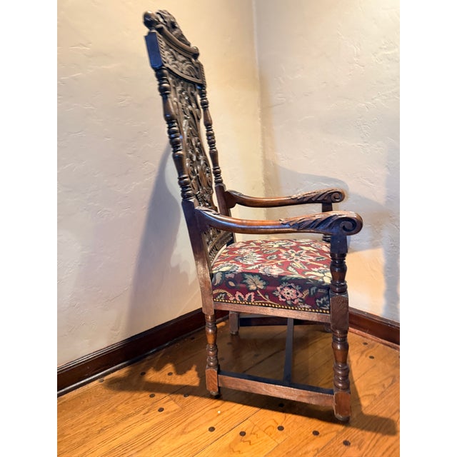 Late 19th Century Late 19th Century Antique English Gothic Revival Carved High Back Dining Chairs – Set of 8 For Sale - Image 5 of 12