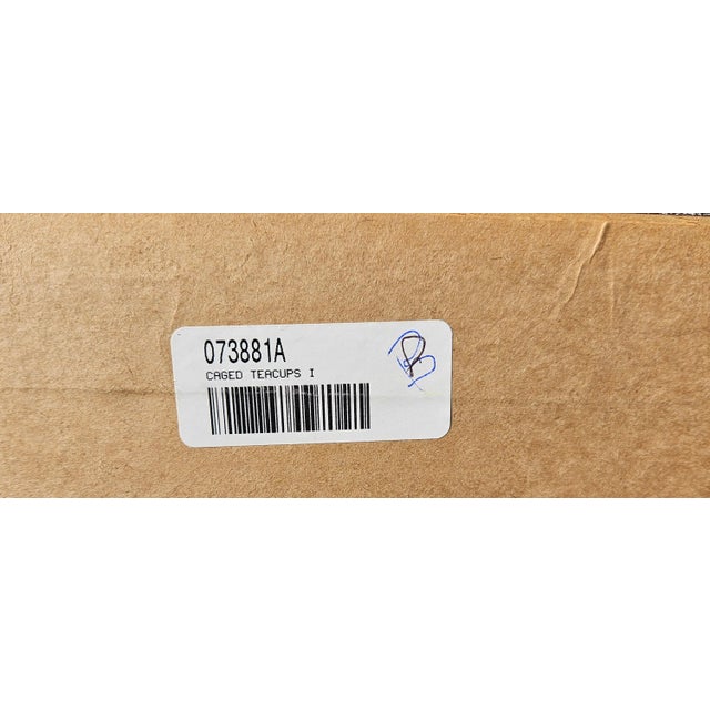 1990s Ethan Allen Custom Distressed Framed Art Caged Teacups I Pansy by Keller For Sale In Philadelphia - Image 6 of 11