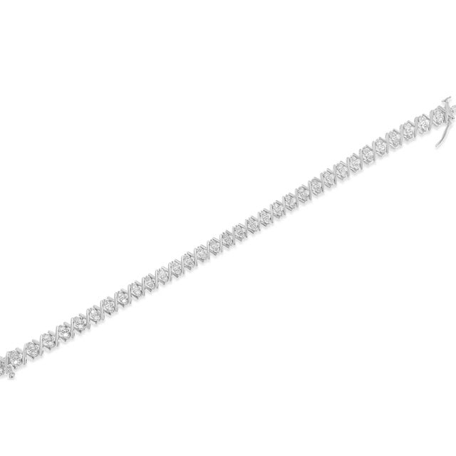 .925 Sterling Silver 1.0 Cttw Diamond Miracle-Set X-Link 7" Tennis Bracelet (I-J Color, I3 Clarity) For Sale - Image 4 of 8