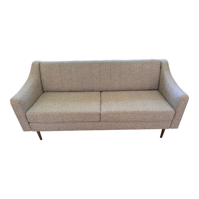 West Elm Olive 71" Swoop Arm Channel Back Sofa For Sale