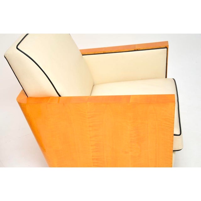 Brown Art Deco Swedish Leather and Satin Birch Chairs, 1930s, Set of 2 For Sale - Image 8 of 16