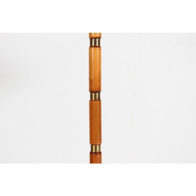 Art Deco Swedish Grace Floor Lamp in Birch and Brass with Original Shade from the 1940s by Paavo Tynell For Sale - Image 6 of 10