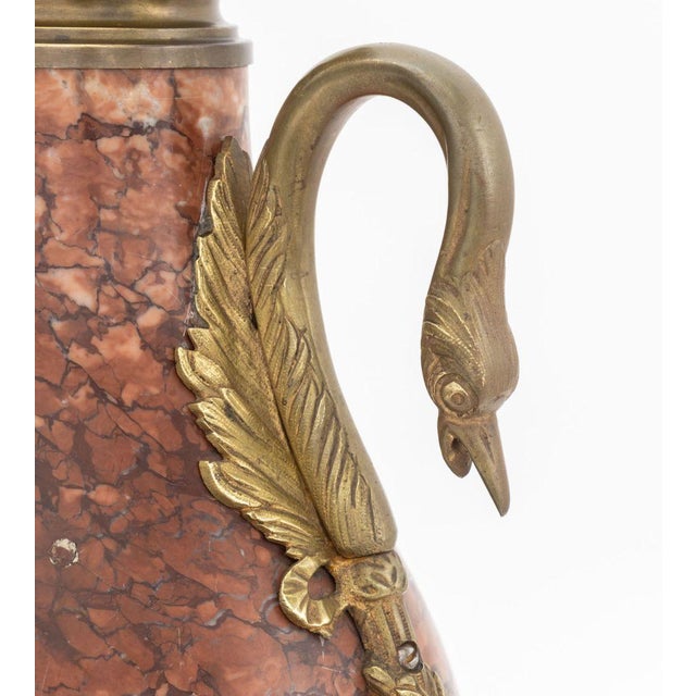 French Ormolu Mounted Rouge Griotte Urns, Pair For Sale - Image 4 of 8