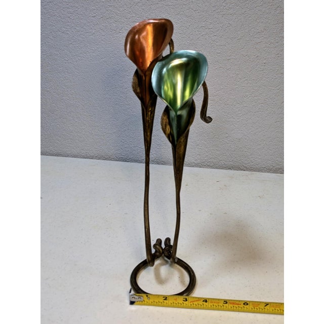 Copper Jack Brubaker Hand-Forged Calla Lily Candle Holder ,Vintage Signed American Art For Sale - Image 8 of 9