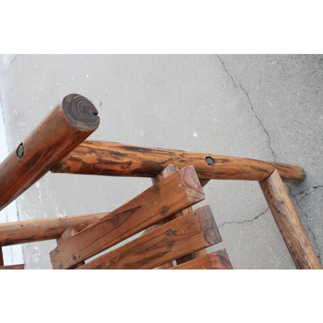 Pair of Wood Adirondack Style Garden Arm Chairs For Sale In Houston - Image 6 of 12