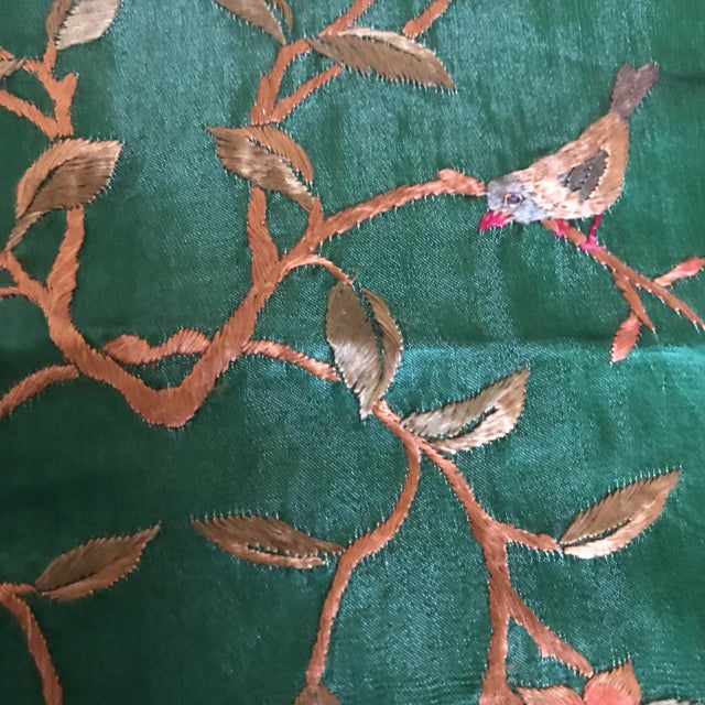 Vintage Asian Embroidered Silk Jade Textile For Sale In Los Angeles - Image 6 of 9